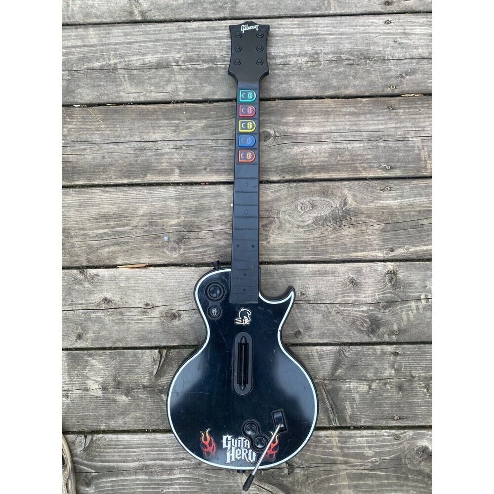 Black Guitar Hero Les Paul Gibson Wireless PS3 Sony 3 ~~ No Dongle